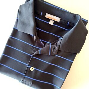 Peter Millar Summer Comfort Golf Performance Polo Shirt Mens Size M-Black Stripe